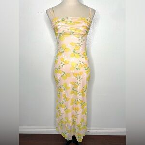 SEE YOU MONDAY Lemon Print Mesh Maxi Dress Size XS